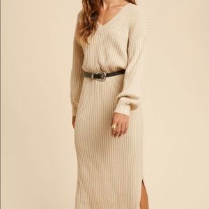 Boutique V-Neck Sweater Dress